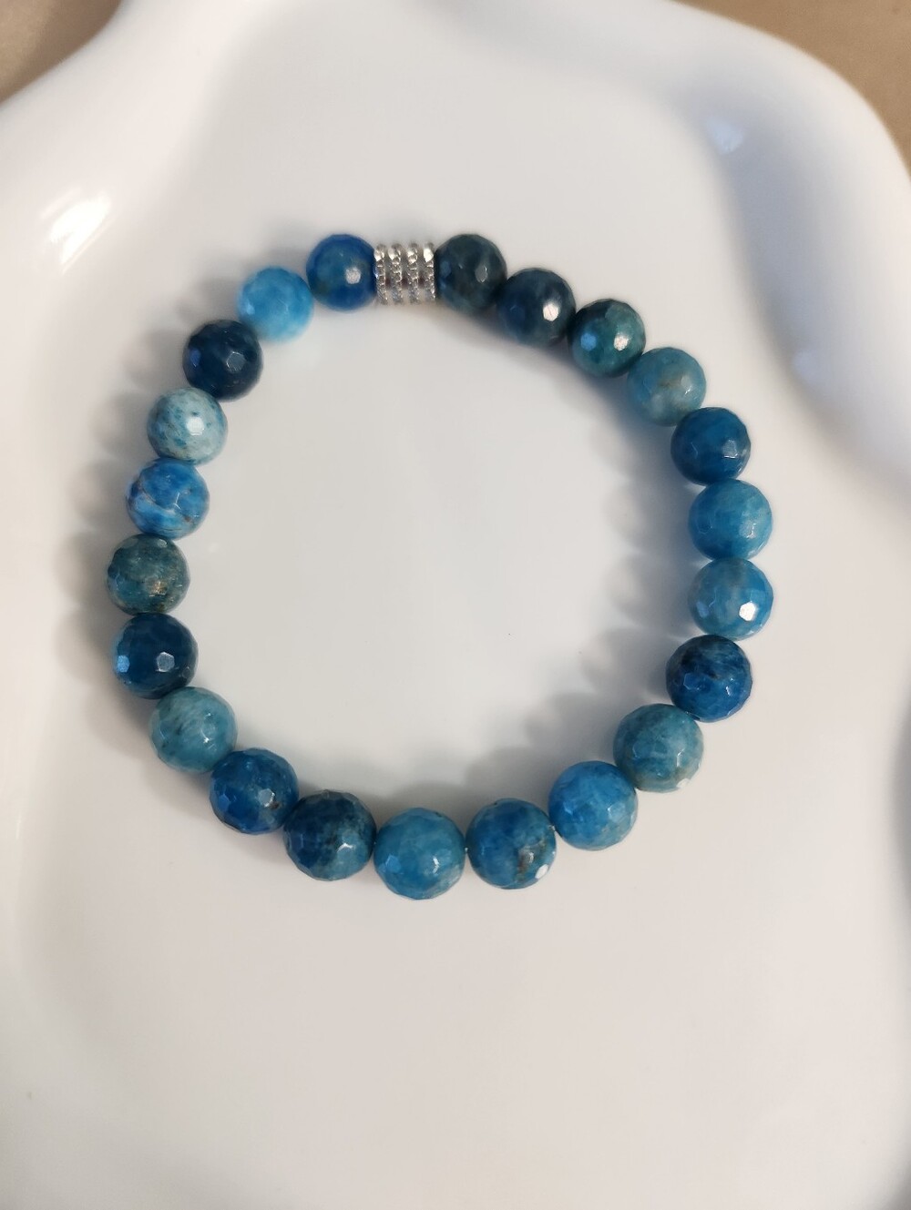 Faceted Apatite Stretchy Beaded Bracelet